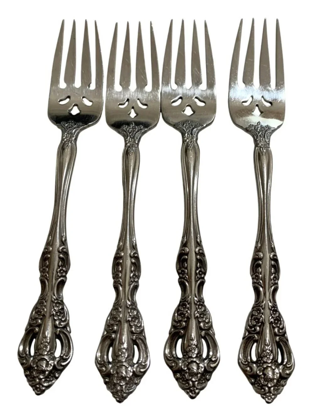4 Oneida Cube Michelangelo Stainless Dessert Salad Forks 6.5
